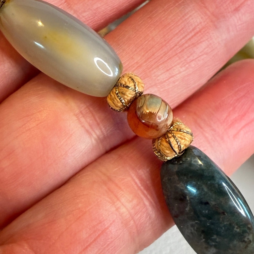 Vintage Necklace Hand Knotted Mixed Gemstone Agate Carnelian Long Strand 50" - Picture 7 of 13